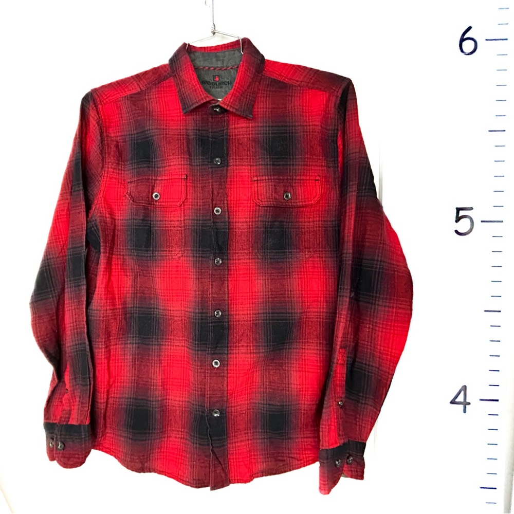 Woolrich‎ Red Black Plaid Cotton Button-Down Shirt L/G